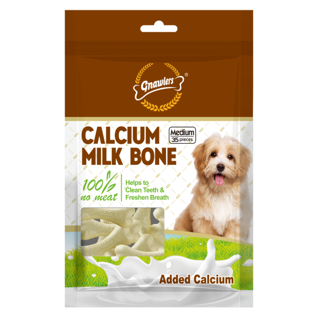 Gnawlers Calcium Milk Bone No Meat with Added Calcium 35 in 1 Medium Dog Dental Treat - 800 gm