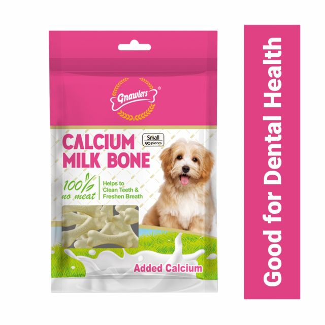 Gnawlers Calcium Milk Bone No Meat with Added Calcium 90 in 1 Small Dog Dental Treat - 850 gm