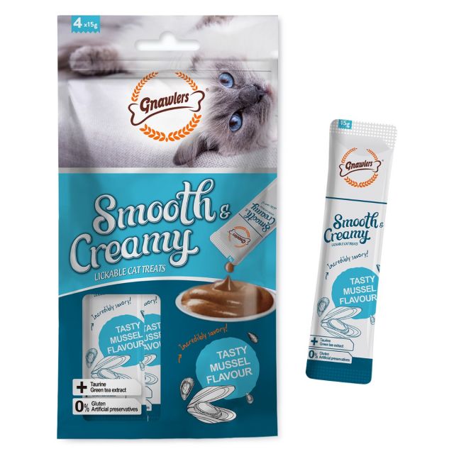 Gnawlers Creamy Treat Tasty Mussel Cat Treat - 15 gm (4 Pouches)