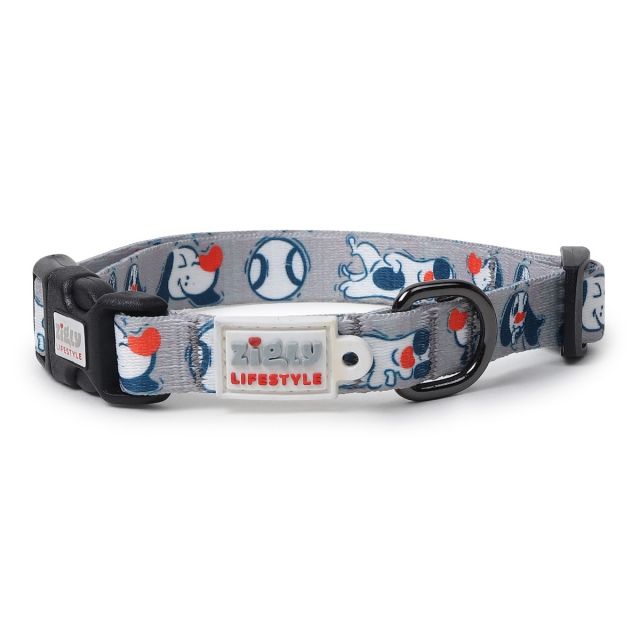 Zigly Doodle Dog Collar - Grey-S