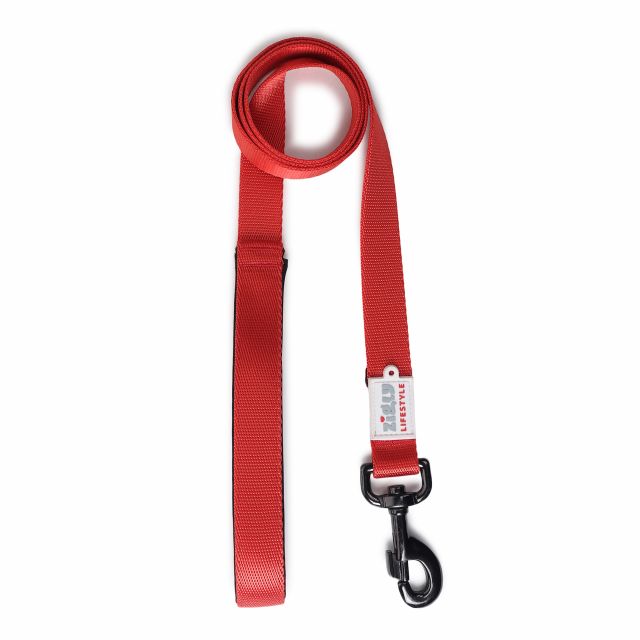 ZL Classic Padded Dog Leash - Red-M