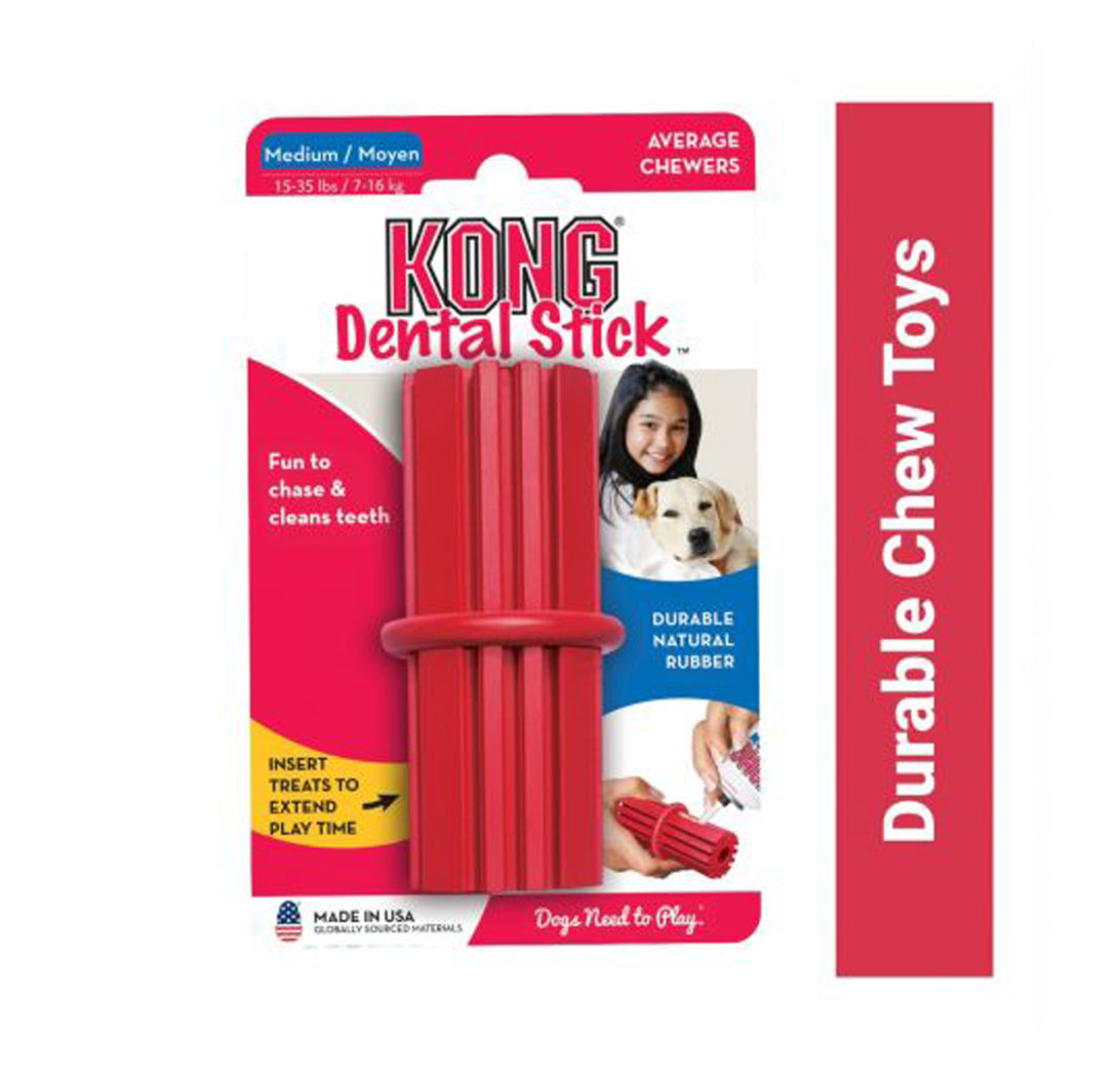 Kong Dental Sticks Large Interactive Chew Dog Toy Red
